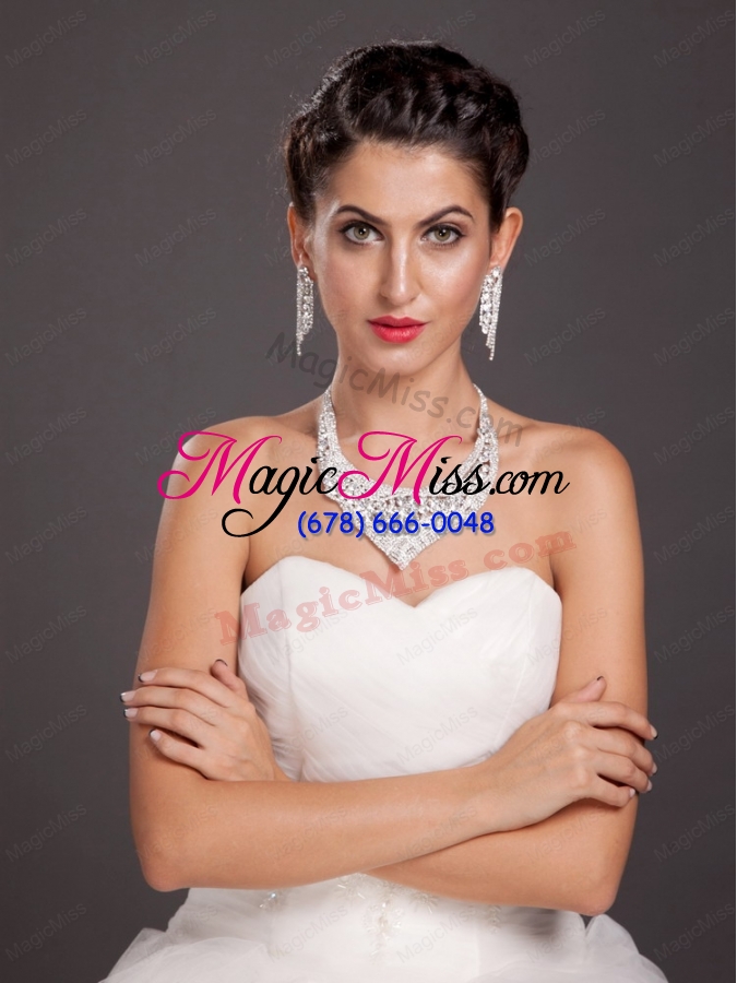 wholesale gorgeous alloy crystal bridal jewelry set including necklace with earrings
