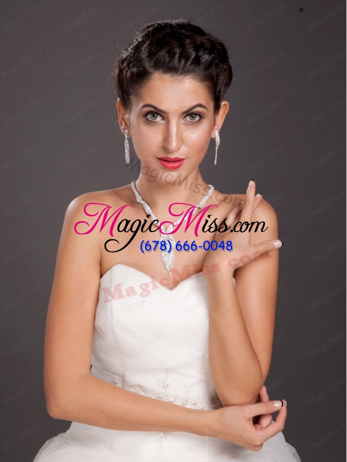 wholesale vintage style alloy crystal necklace and earrings jewelry set