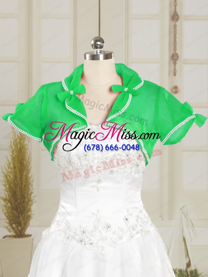 wholesale green wedding party beading shawls with open front