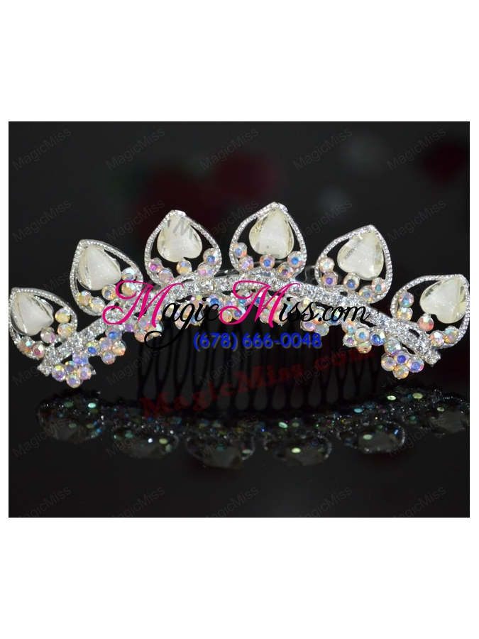 wholesale custom made tiara with beaded and rhinestones decorate