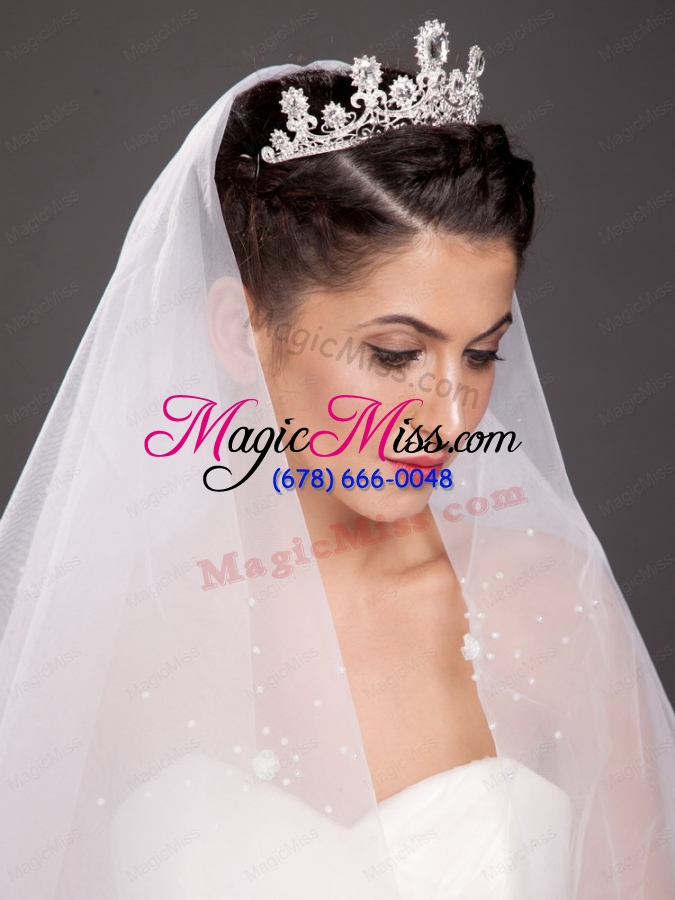 wholesale fashionable alloy tiara with floral shaped beading accents