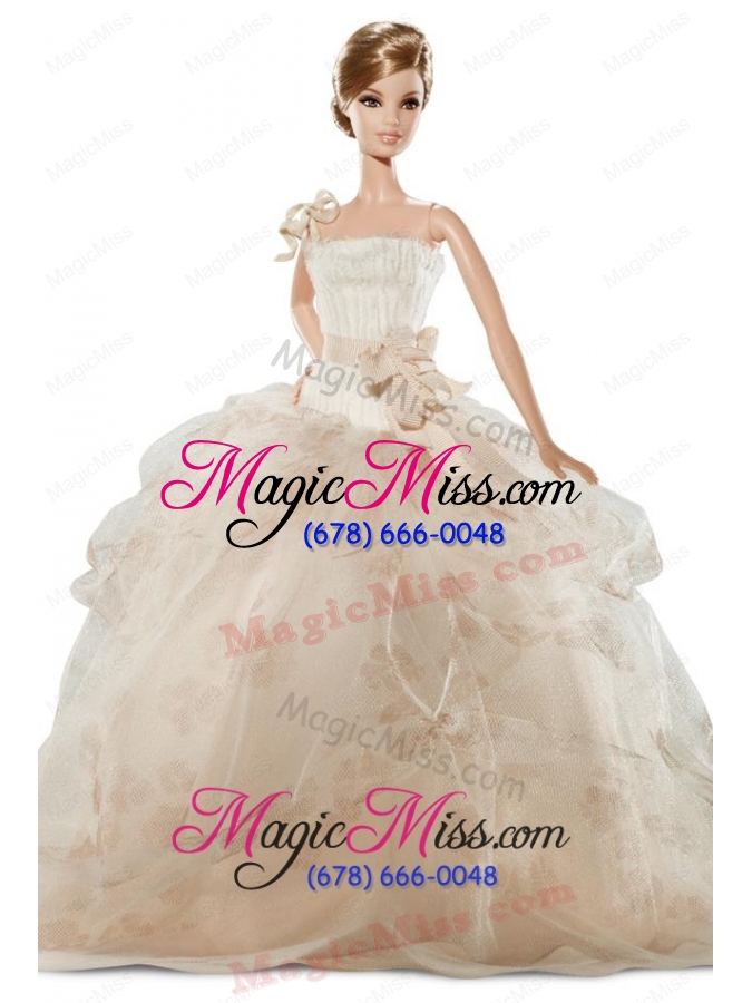 wholesale new beautiful handmade champagne organza party dress for noble barbie
