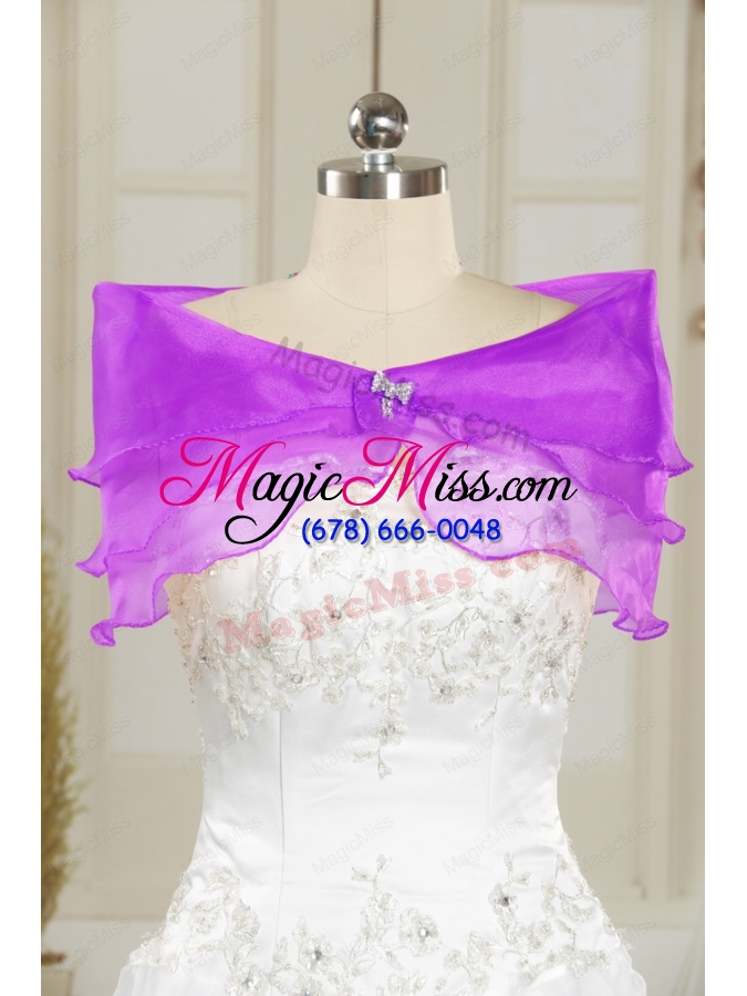 wholesale organza beading purple cheap prom shawls