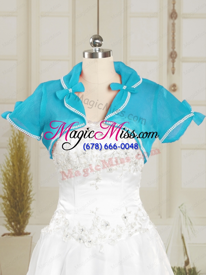 wholesale turquoise organza wedding party discount shawls with beading