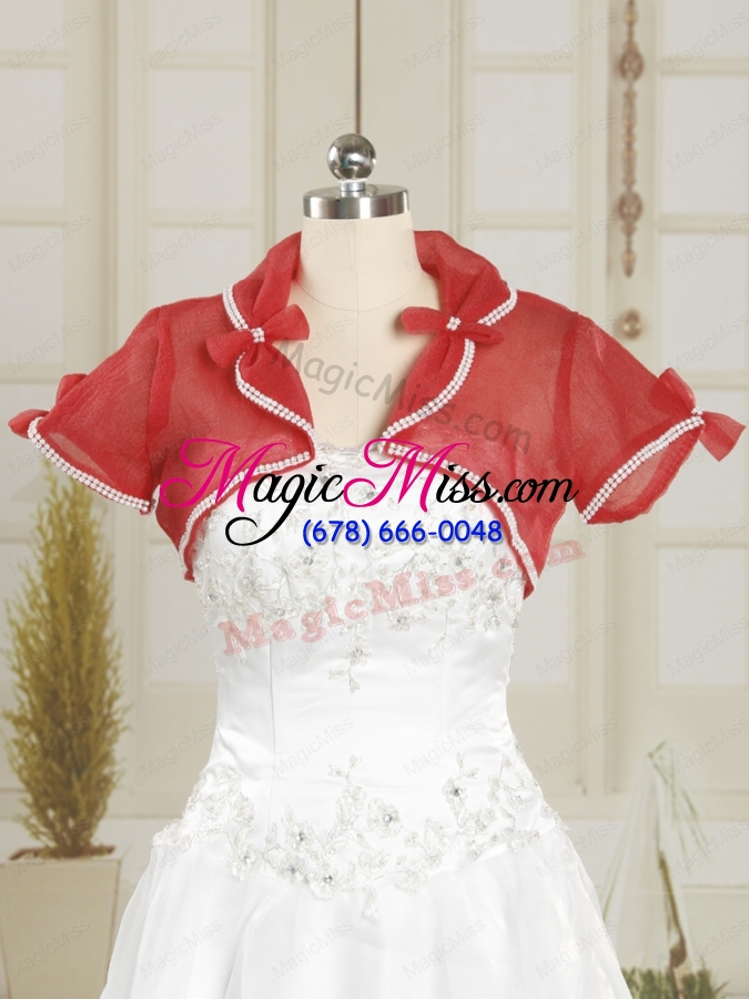 wholesale red organza wedding party shawls with beading