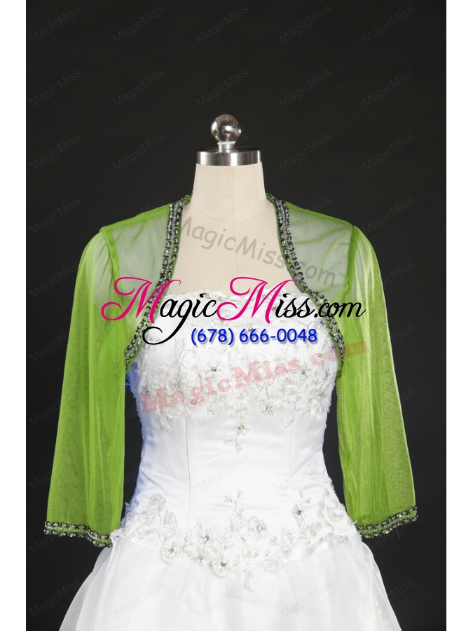 wholesale discount beading long sleeves olive green wraps for 2014