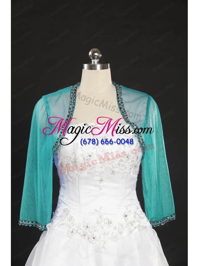 wholesale green long sleeves 2014 wraps with beading