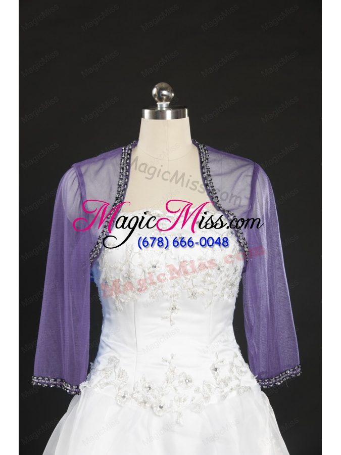 wholesale 2014 long sleeves turquiose wraps with beading