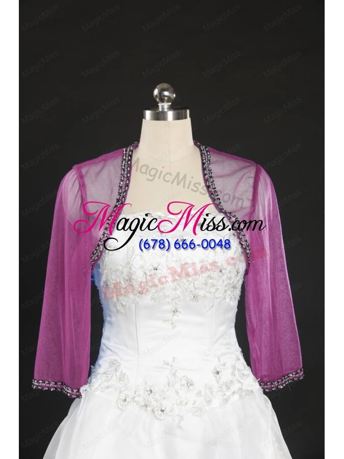 wholesale 2014 lavender long sleeves wraps with beading