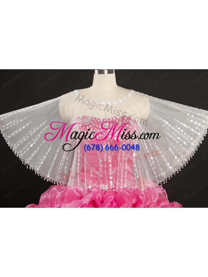 wholesale white sector scoop organza shawl with beading