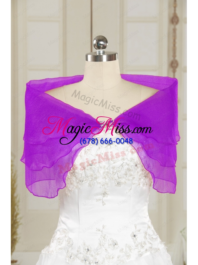 wholesale 2014 open front beading new style shawls in purple