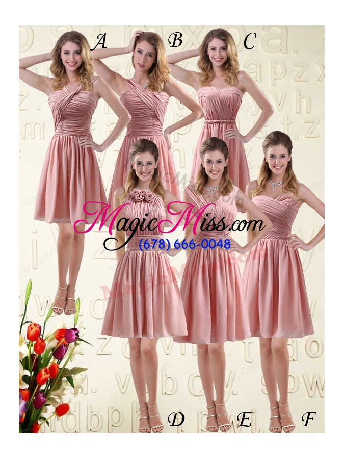 wholesale fitted sweetheart empire chiffon bridesmaide dresses with ruching 72.59