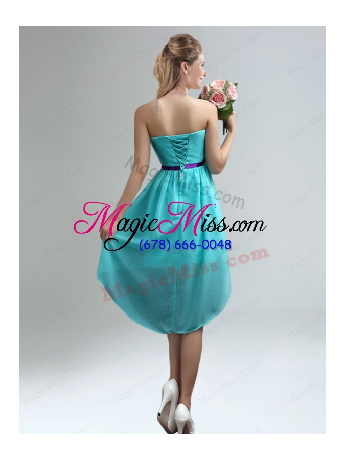 wholesale classical blue and purple sweetheart bridesmaid dresses with ruches