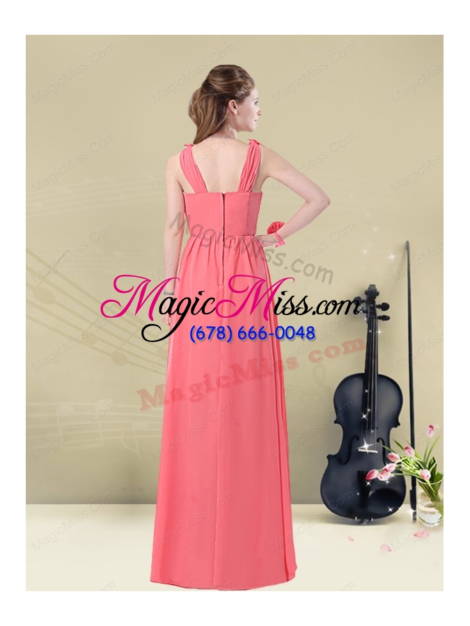 wholesale super hot straps floor length bridesmaid dress with belt