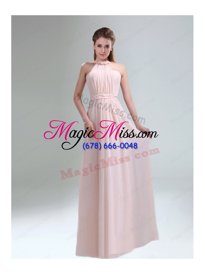 wholesale most beautiful chiffon light pink empire bridesmaid dress with ruching