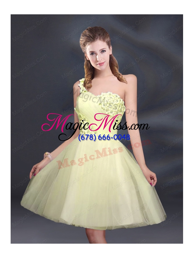 wholesale sweet one shoulder a line appliques 2015 bridesmaid dress