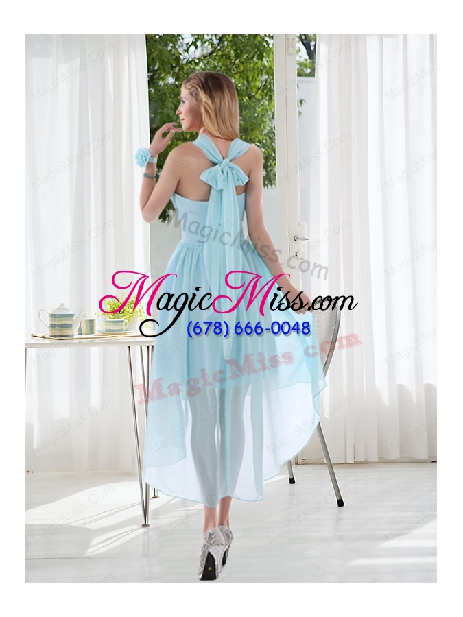 wholesale halter ruching 2015 natural chiffon bridesmaid dress