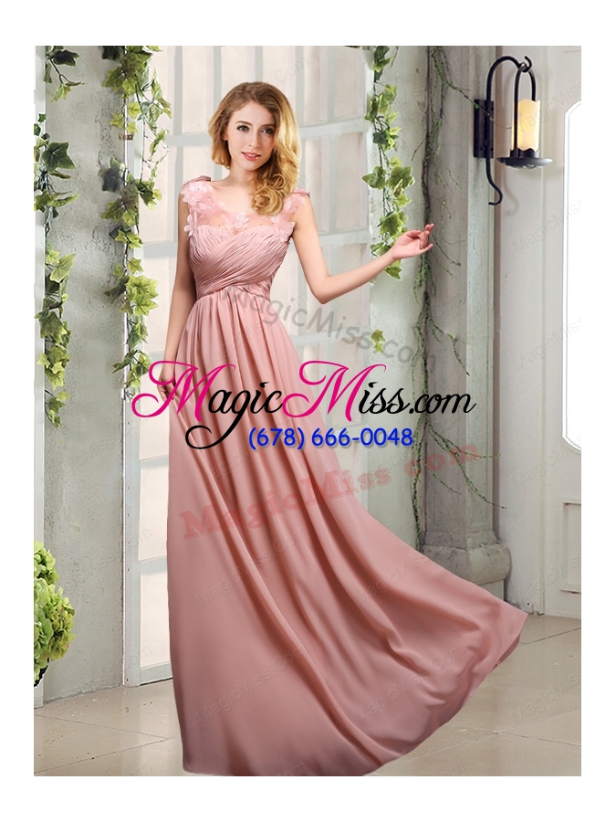 wholesale empire ruching 2015 sturning bridesmaid dresses in peach