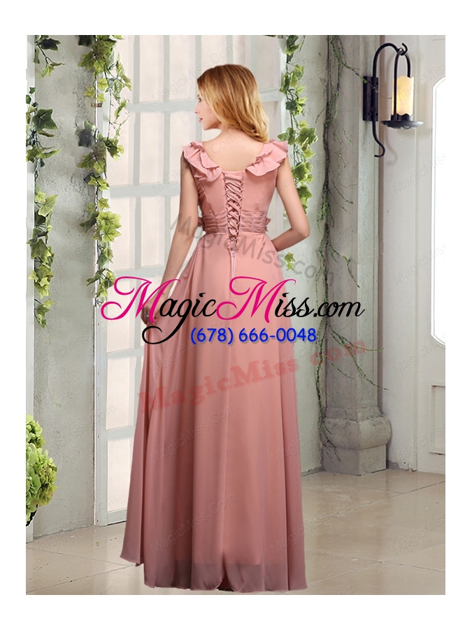 wholesale v neck empire appliques bridesmaid dresses with floor length