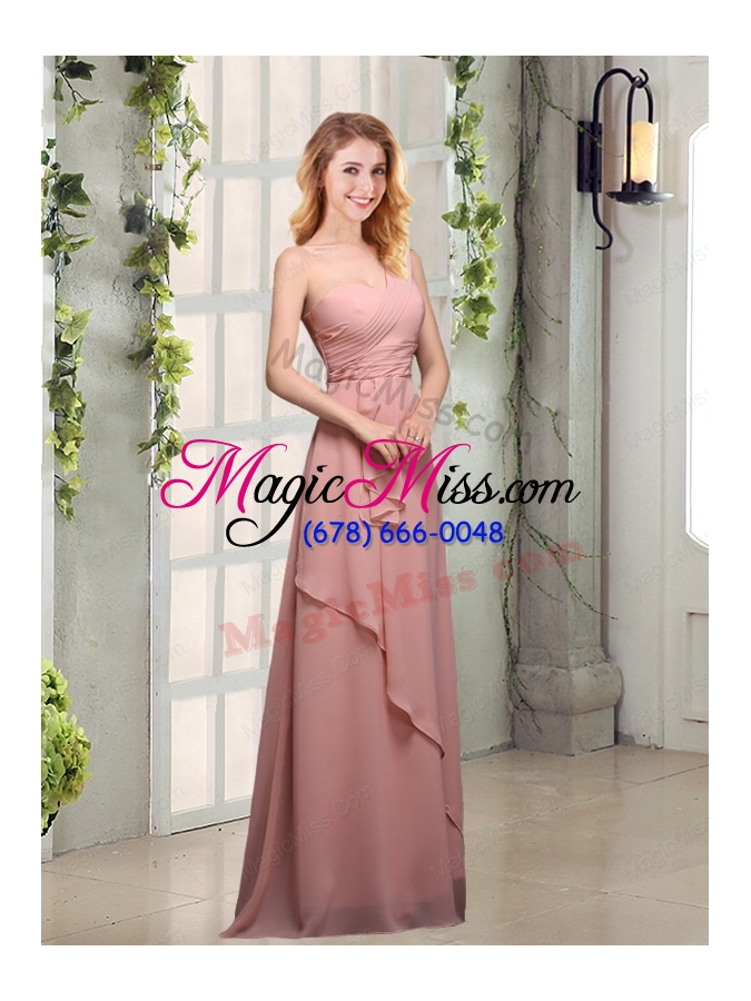 wholesale one shoulder empire 2015 bridesmaid dresses with ruching