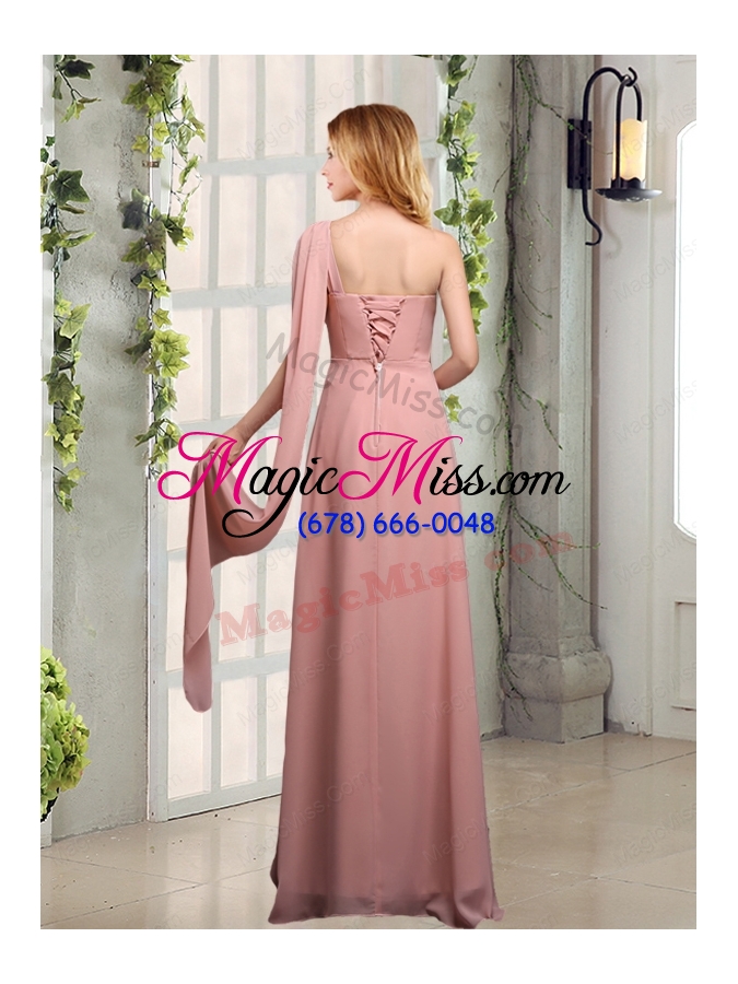 wholesale one shoulder empire 2015 bridesmaid dresses with ruching