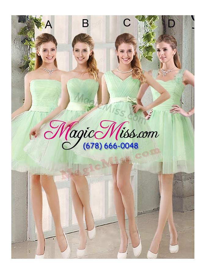 wholesale a line sweetheart lace up bridesmaid dress in apple green