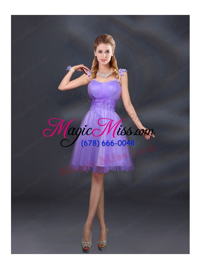 wholesale a line straps appliques bridesmaid dresses in lilac