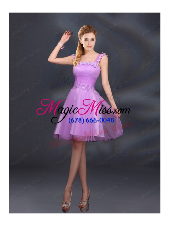 wholesale elegant a line straps lilac bridesmaid dresses with appliques