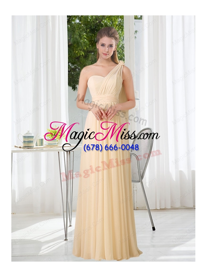wholesale empire one shoulder lace up bridesmaid dress with ruching
