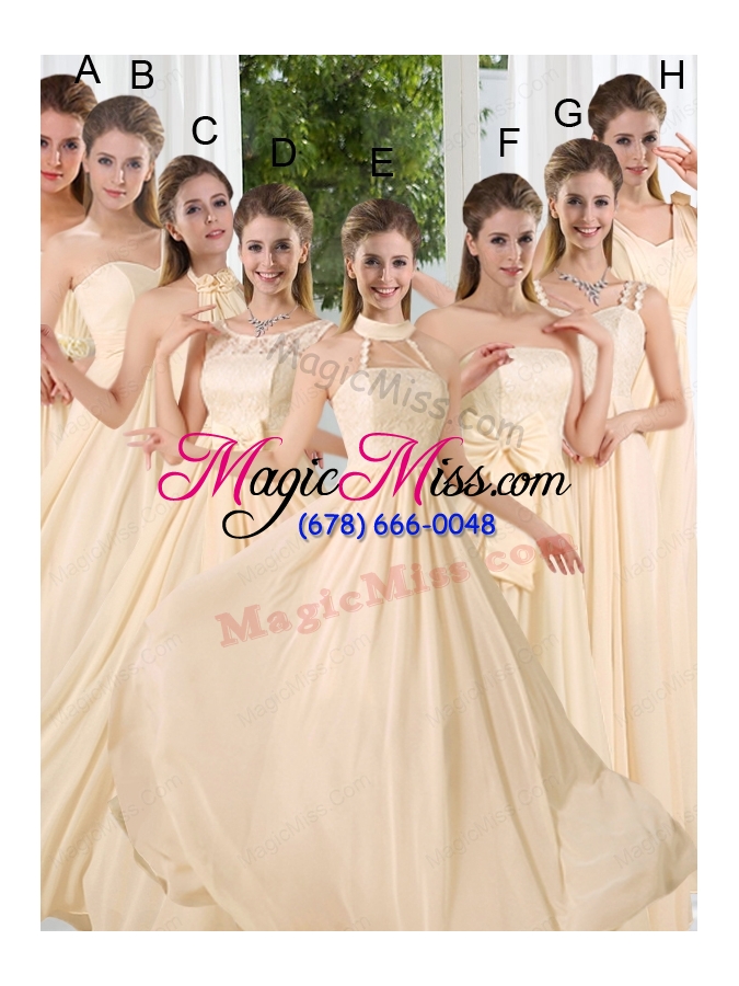 wholesale popular empire halter ruching bridesmaid dress with hand made flowers
