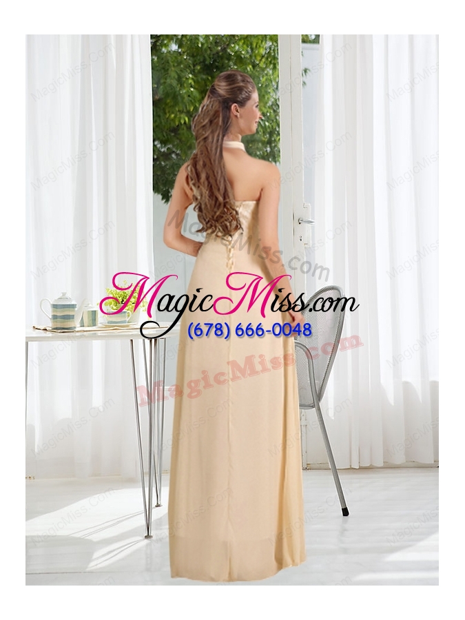 wholesale halter empire 2015 classical bridesmaid dress with lace