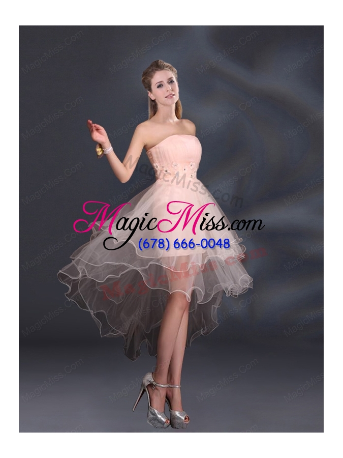 wholesale appliques strapless ruffles organza 2015 sturning bridesmaid dresses