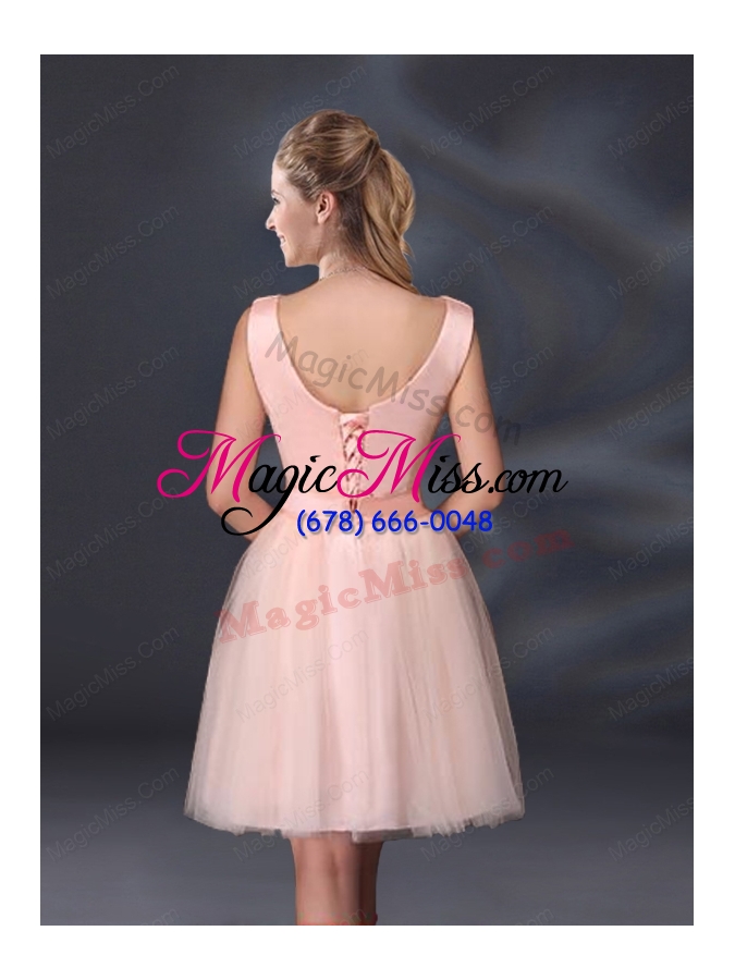 wholesale 2015 sweet belt mini length bridesmaid dresses with v neck