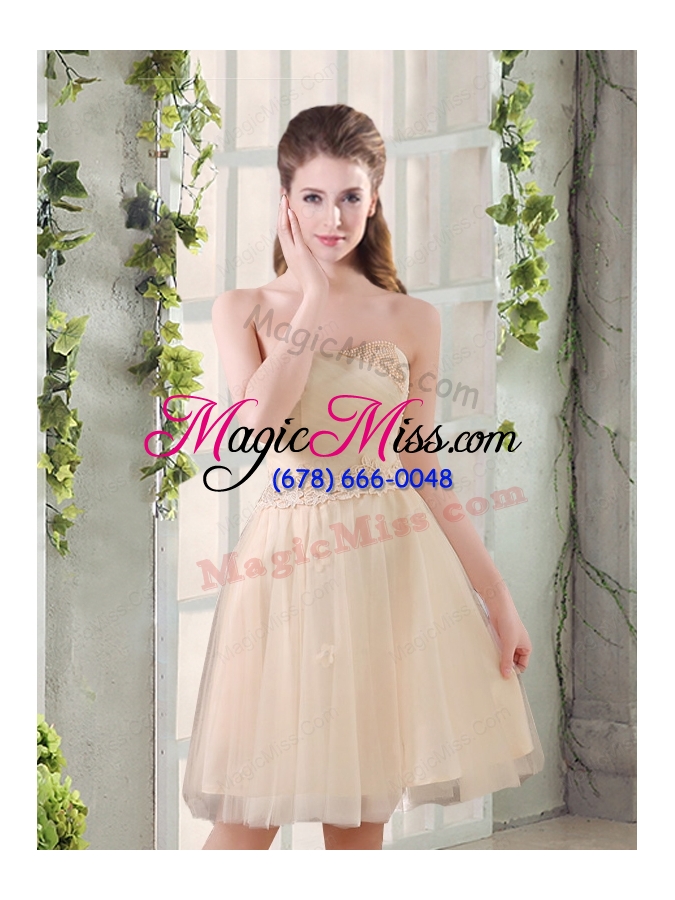 wholesale sweetheart a line appliques champagne   bridesmaid dress for 2015