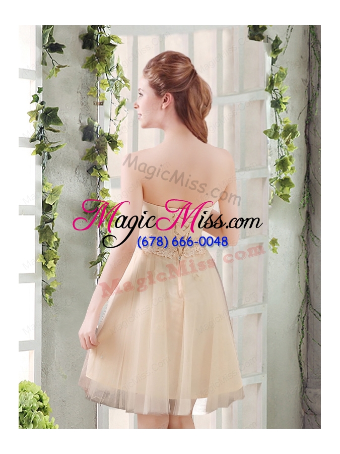 wholesale sweetheart a line appliques champagne   bridesmaid dress for 2015