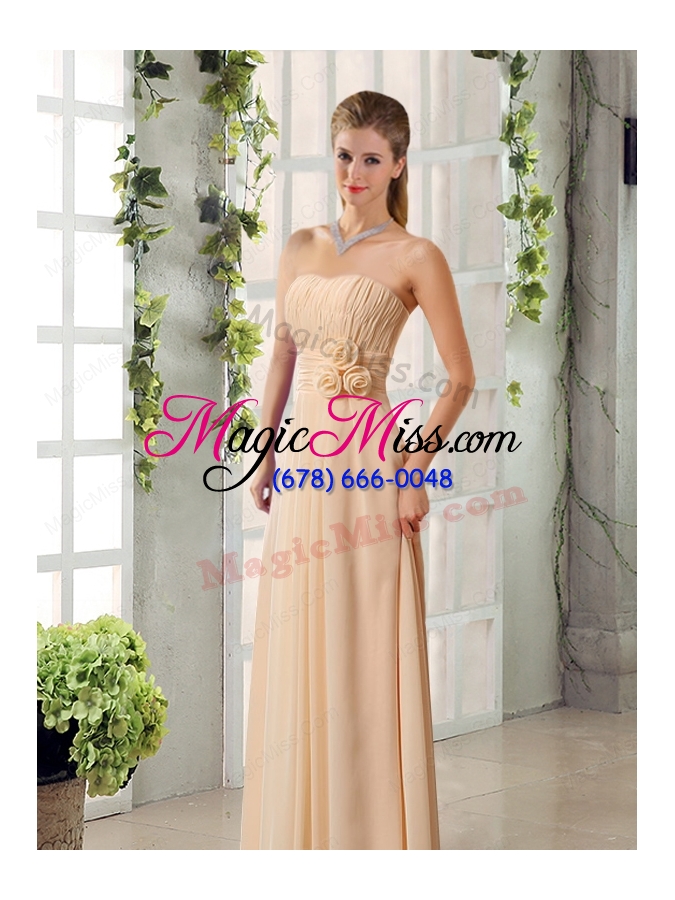 wholesale champagne ruching chiffon bridesmaid dresses with sweetheart