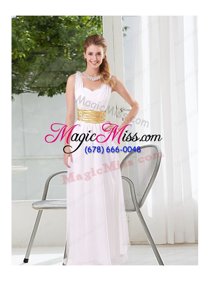 wholesale white ruching empire bridesmaid dresses for 2015