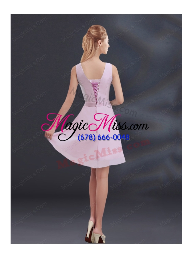 wholesale v neck beading 2015 bridesmaid dress with ruching