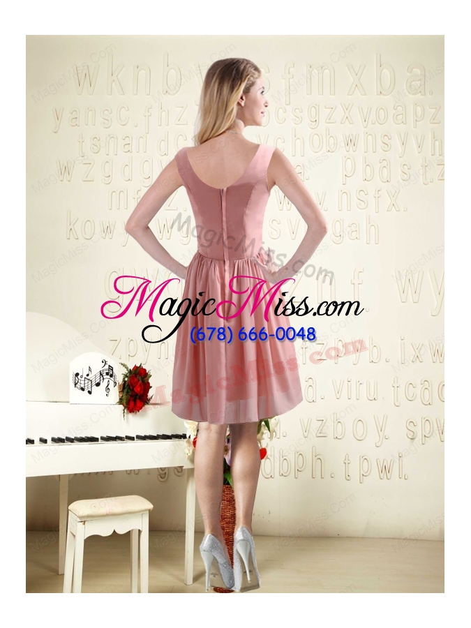 wholesale v neck empire chiffon ruching bridesmaid dresses for 2015
