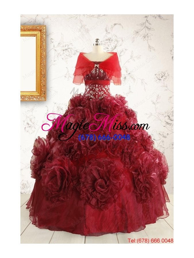 wholesale unique quinceanera dresses with hand made flowers for 2015
