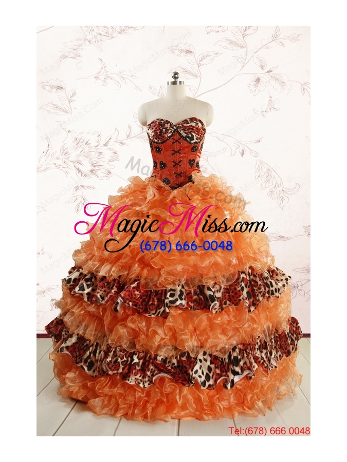 wholesale beautiful orange quinceanera dresses with ruffles