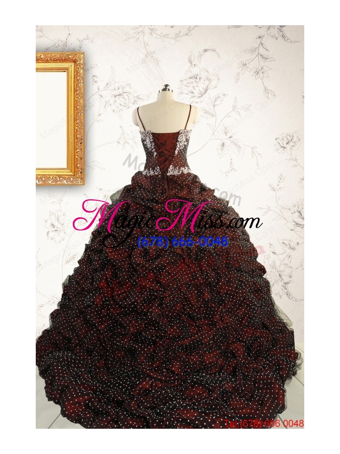 wholesale wonderful spaghetti straps appliques sweet 15 dresses in burgundy