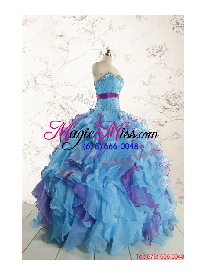 wholesale 2015 new style multi color quinceanera dresses with beading and ruffles