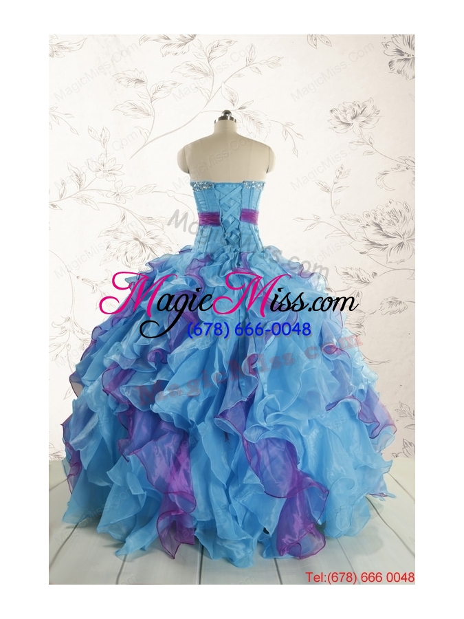 wholesale 2015 new style multi color quinceanera dresses with beading and ruffles