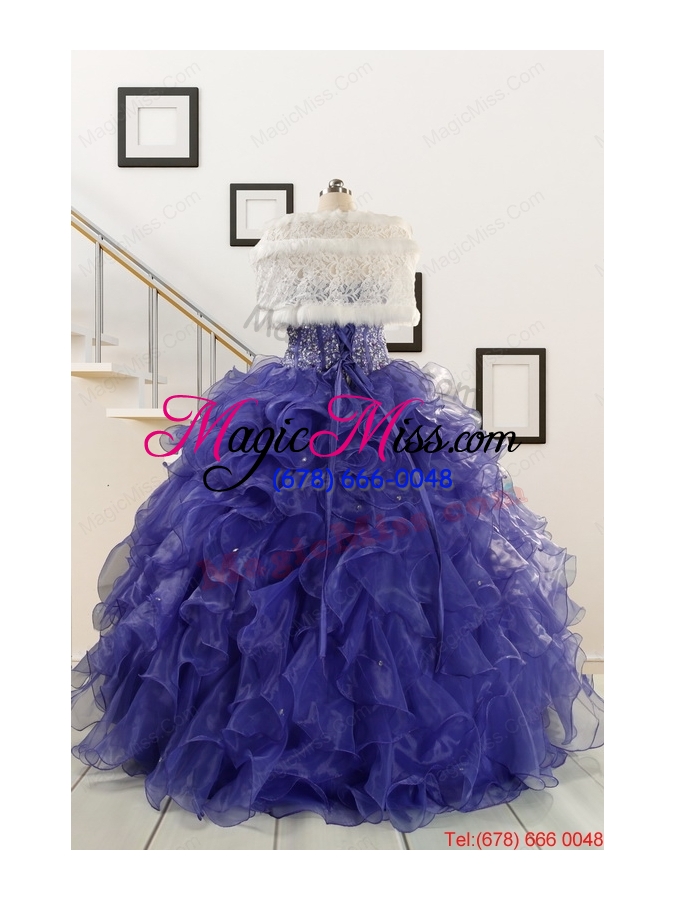 wholesale 2015 sweetheart ruffles purple quinceanera dresses with wraps