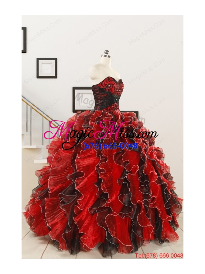 wholesale unique beaded sweetheart organza quinceanera dress in multi-color