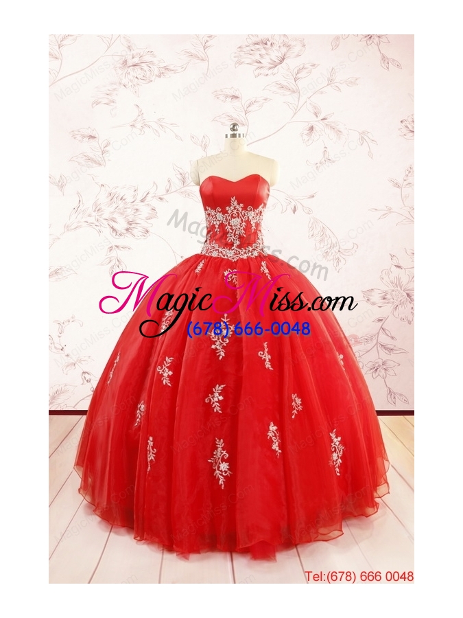 wholesale 2015 ball gown sweetheart appliques quinceanera dresses with