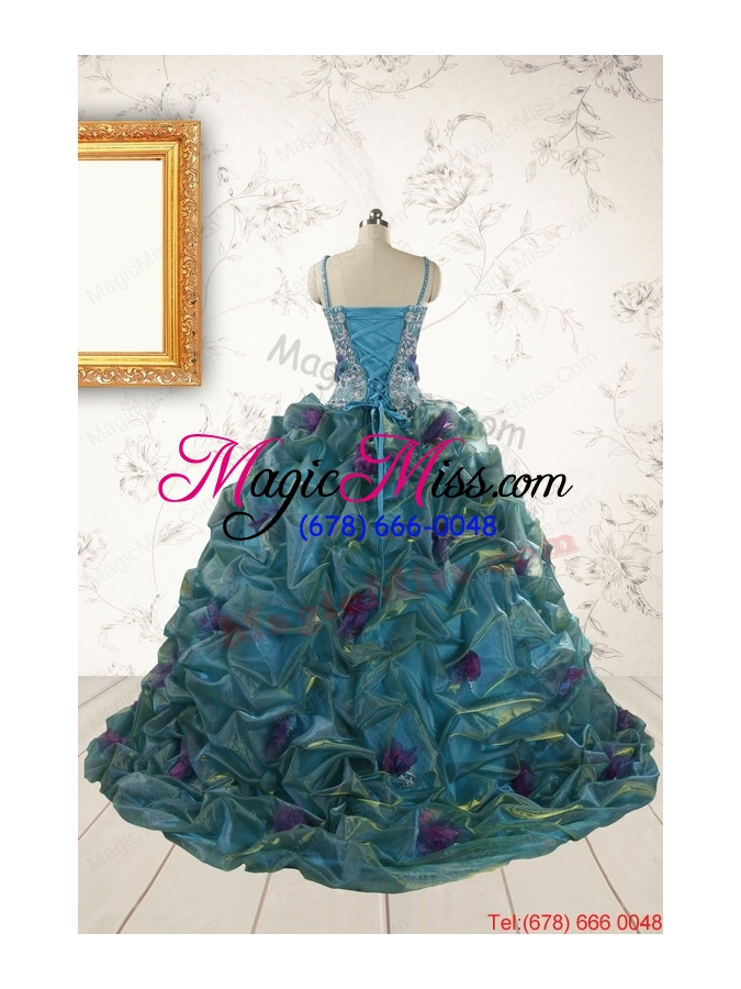 wholesale beautiful multi-color straps appliques quinceanera dresses for 2015