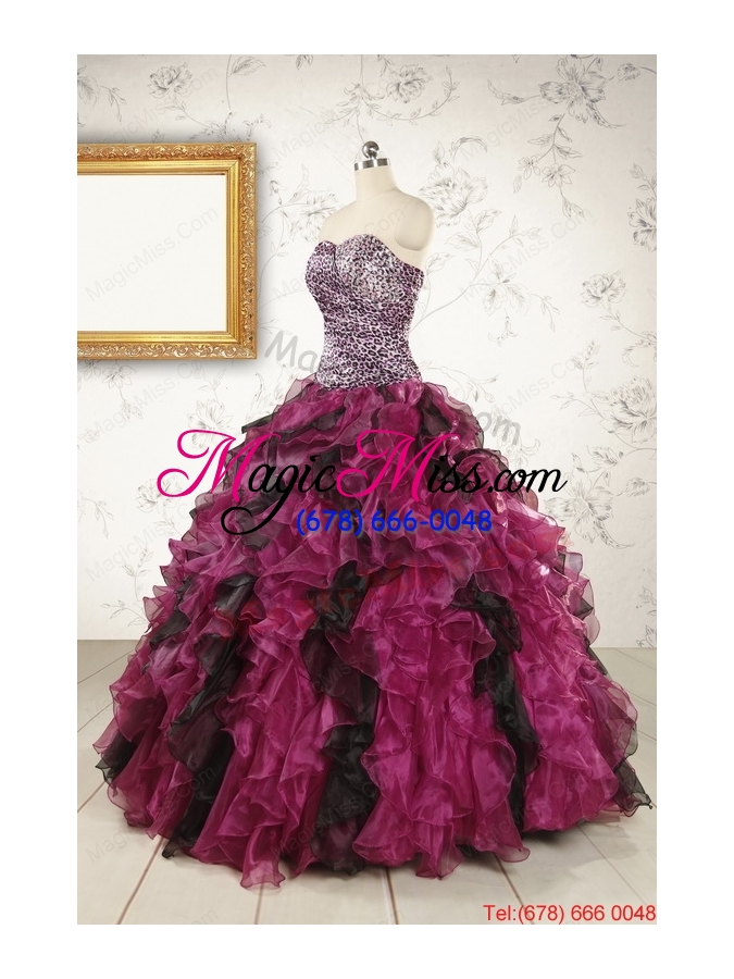 wholesale 2015 new style sweetheart ruffles multi-color quinceanera dresses