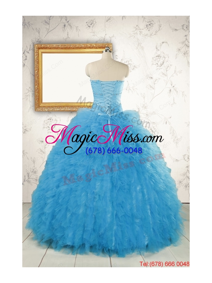 wholesale 2015 most popular baby blue quinceanera dresses with beading